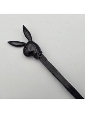 Playboy Black Plastic Stir Stick With Bunny Head Design